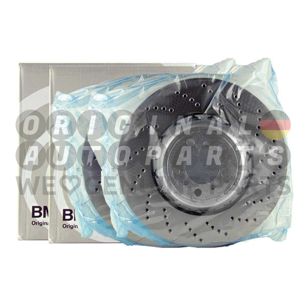 Genuine BMW M Performance Brake Discs Rotor Set drilled front 400x36mm M2 F87 (M3 F80 M4 F82 F83) 34118072017 34118072018